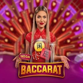 Mega Baccarat slot icon by Pragmatic Play, available at Spinorhino Casino
